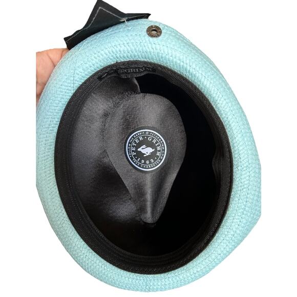 PETER GRIMM Light Blue Depp Mens Fedora Hat Turquoise Dad Miami New With Tags - Picture 3 of 10